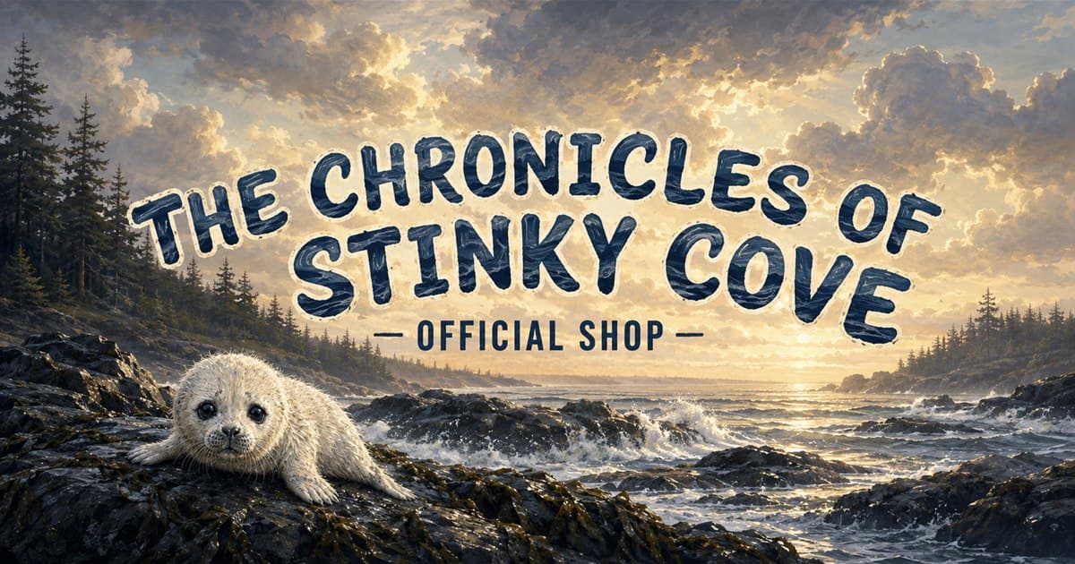 A misty illustrated view of Stinky Cove